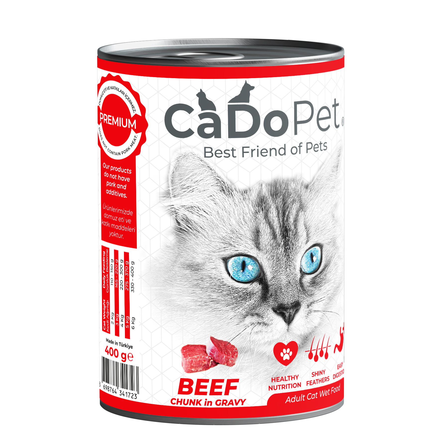 .Cat Wet Food 400g with Beef Chunk.