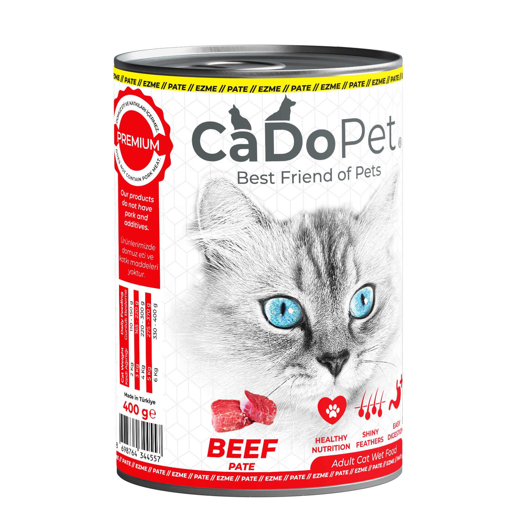 .Adult Cat Wet Food 400g with Beef Pate.