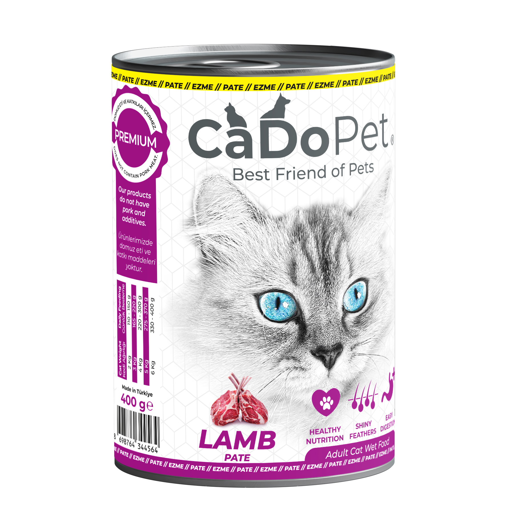 .Adult Cat Wet Food 400g with Lamb Pate.