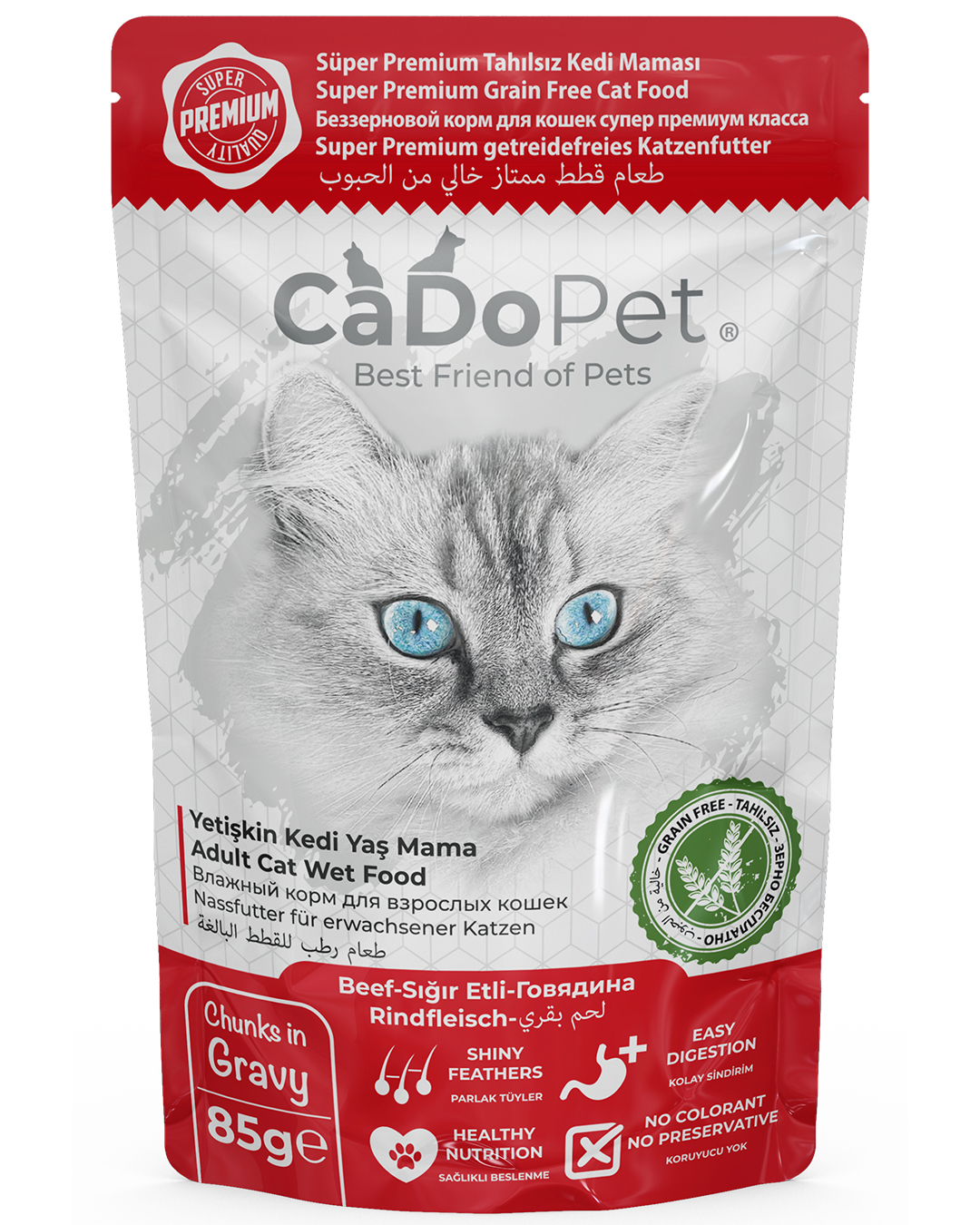 Yaş Kedi Maması Sığır Etli 85g Tahılsız